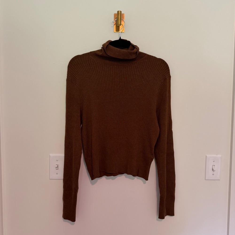 J.Crew Brown Ribbed Turtleneck Sweater Womens‎ XL Long Sleeve Knit Top